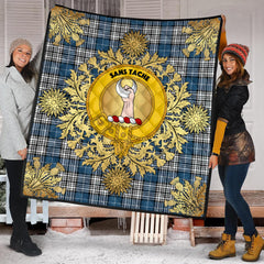 Napier Modern Tartan Crest Premium Quilt - Gold Thistle Style