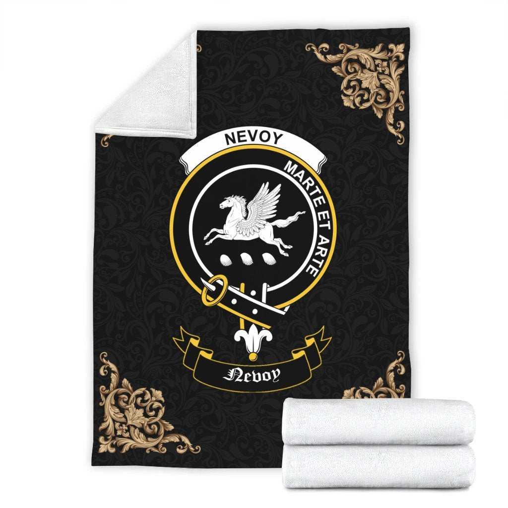 Nevoy Crest Tartan Premium Blanket Black