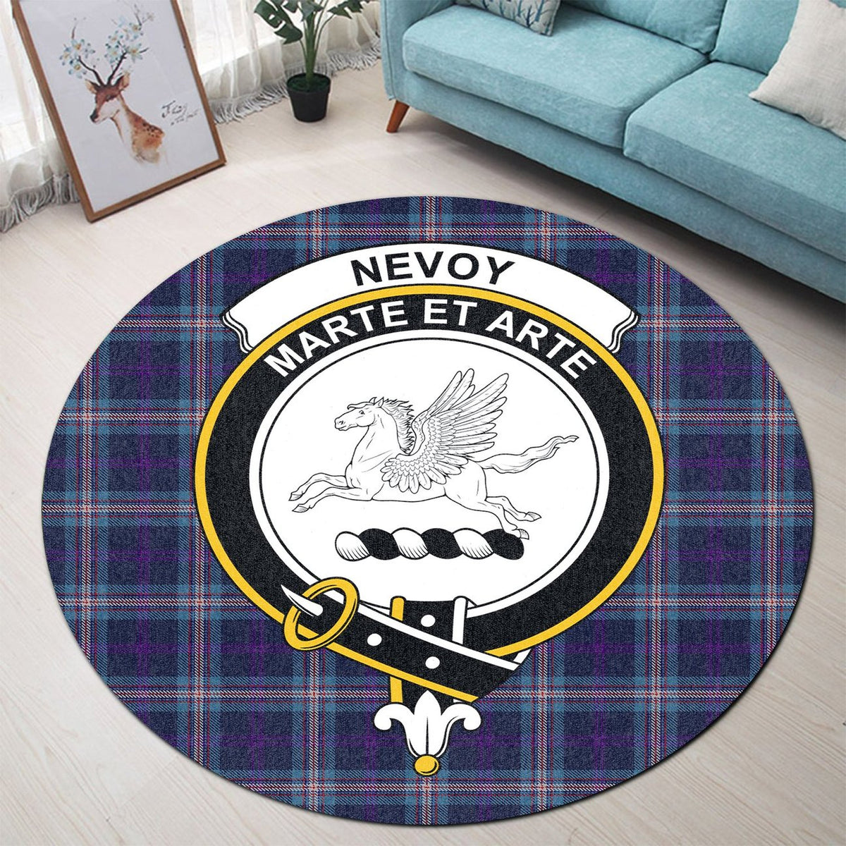 Nevoy Tartan Crest Round Rug