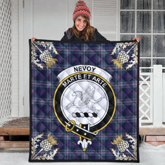 Nevoy Tartan Crest Premium Quilt - Gold Thistle Style