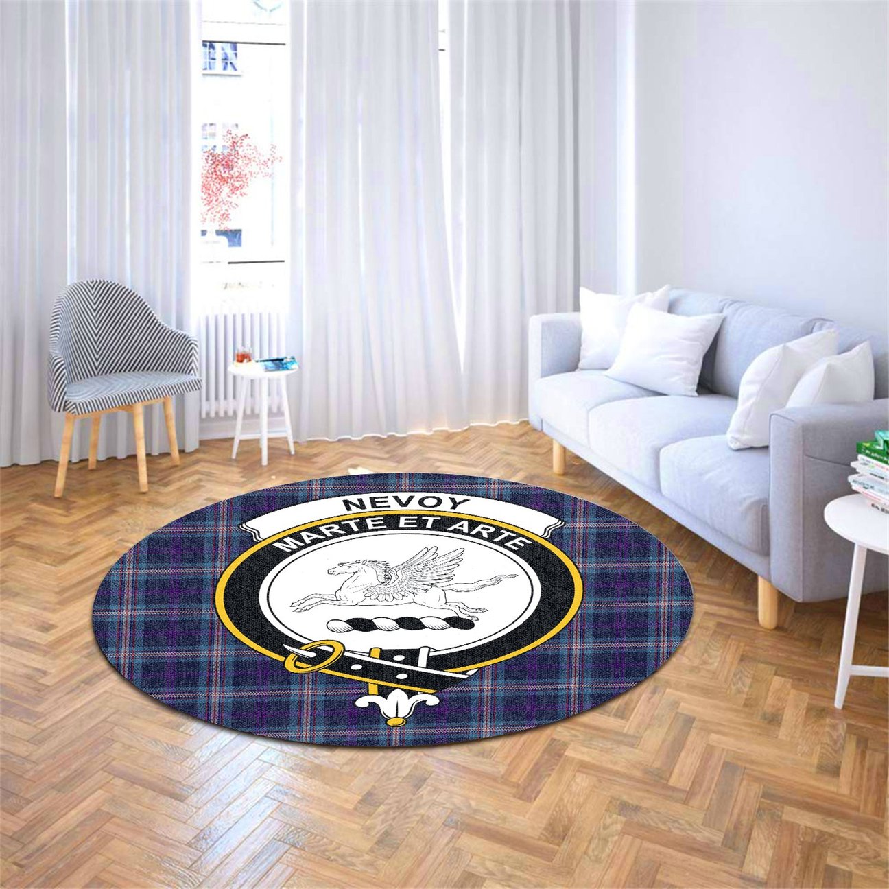 Nevoy Tartan Crest Round Rug