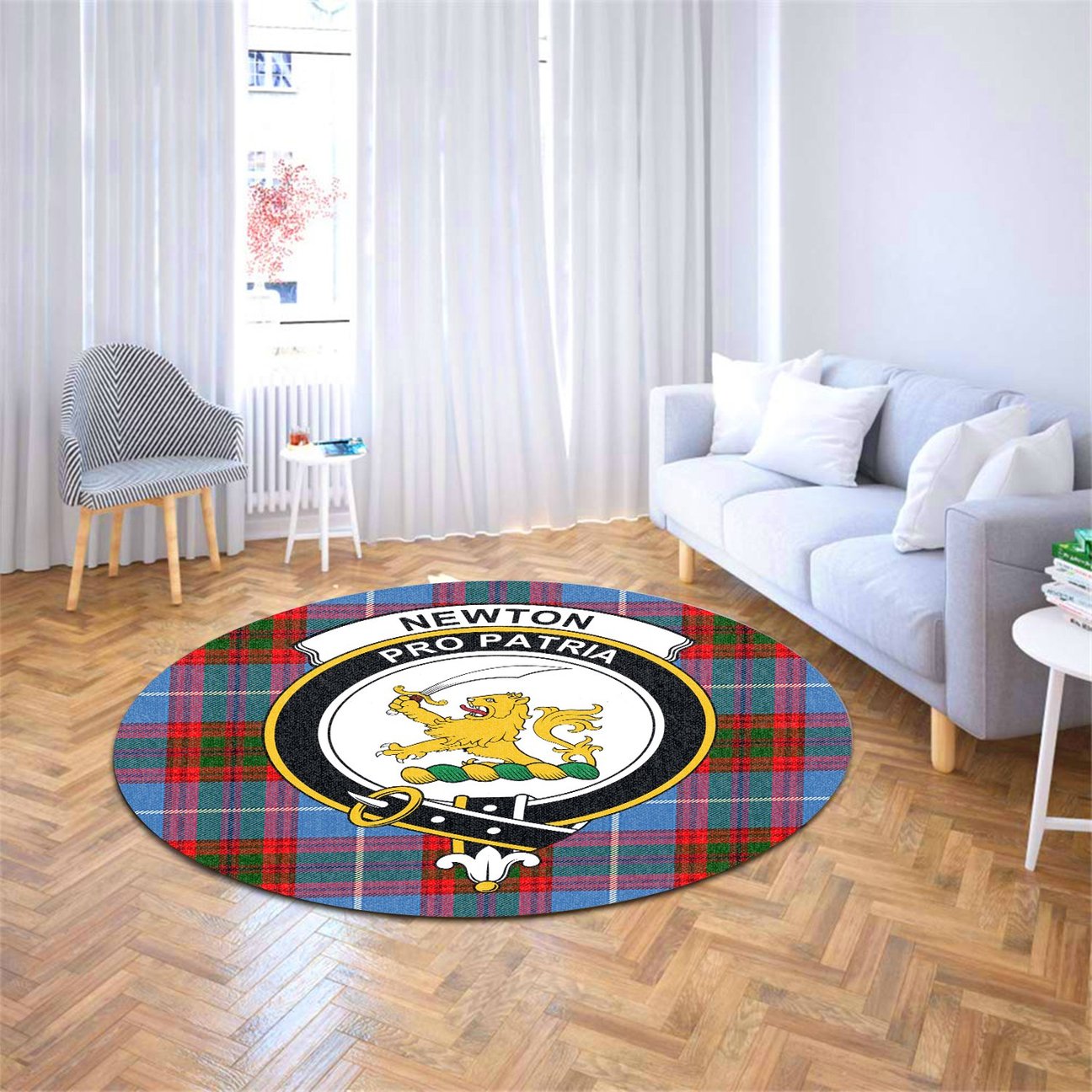 Newton Tartan Crest Round Rug