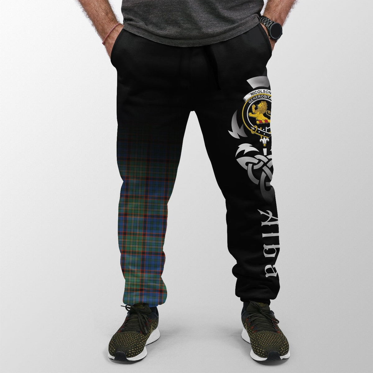 Nicolson Hunting Ancient Tartan Crest Jogger Sweatpants - Alba Celtic Style