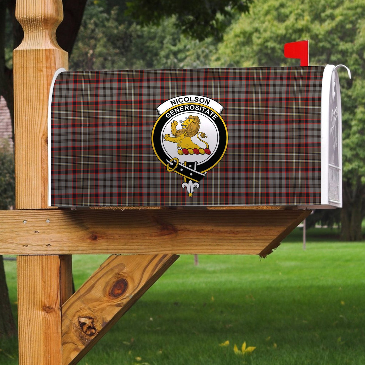 Nicolson Hunting Weathered Tartan Crest Mailbox