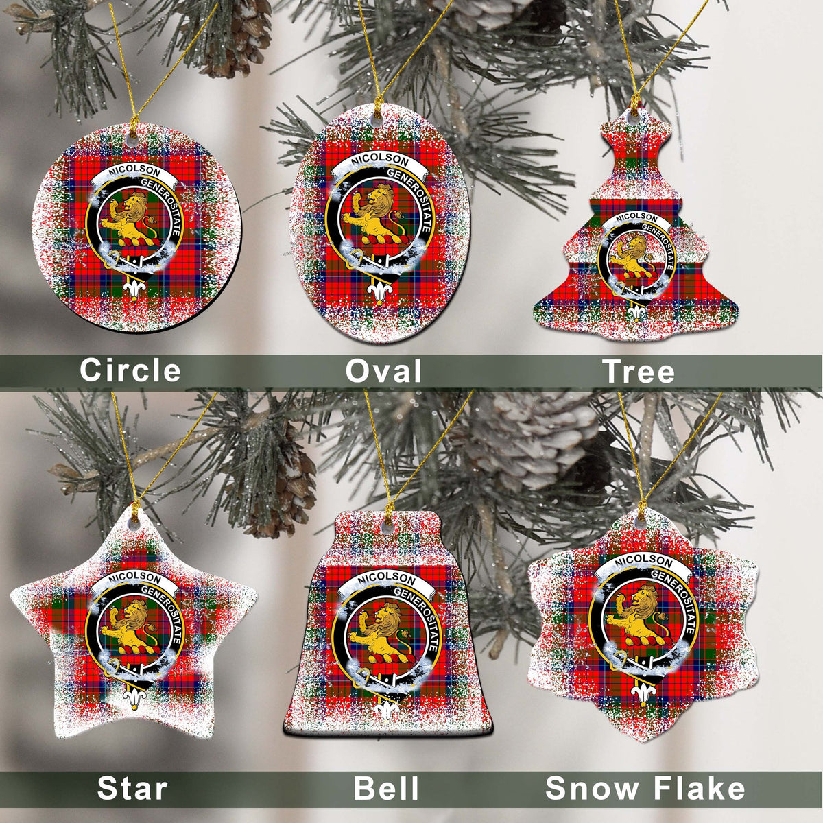 Nicolson Tartan Christmas Ceramic Ornament - Snow Style
