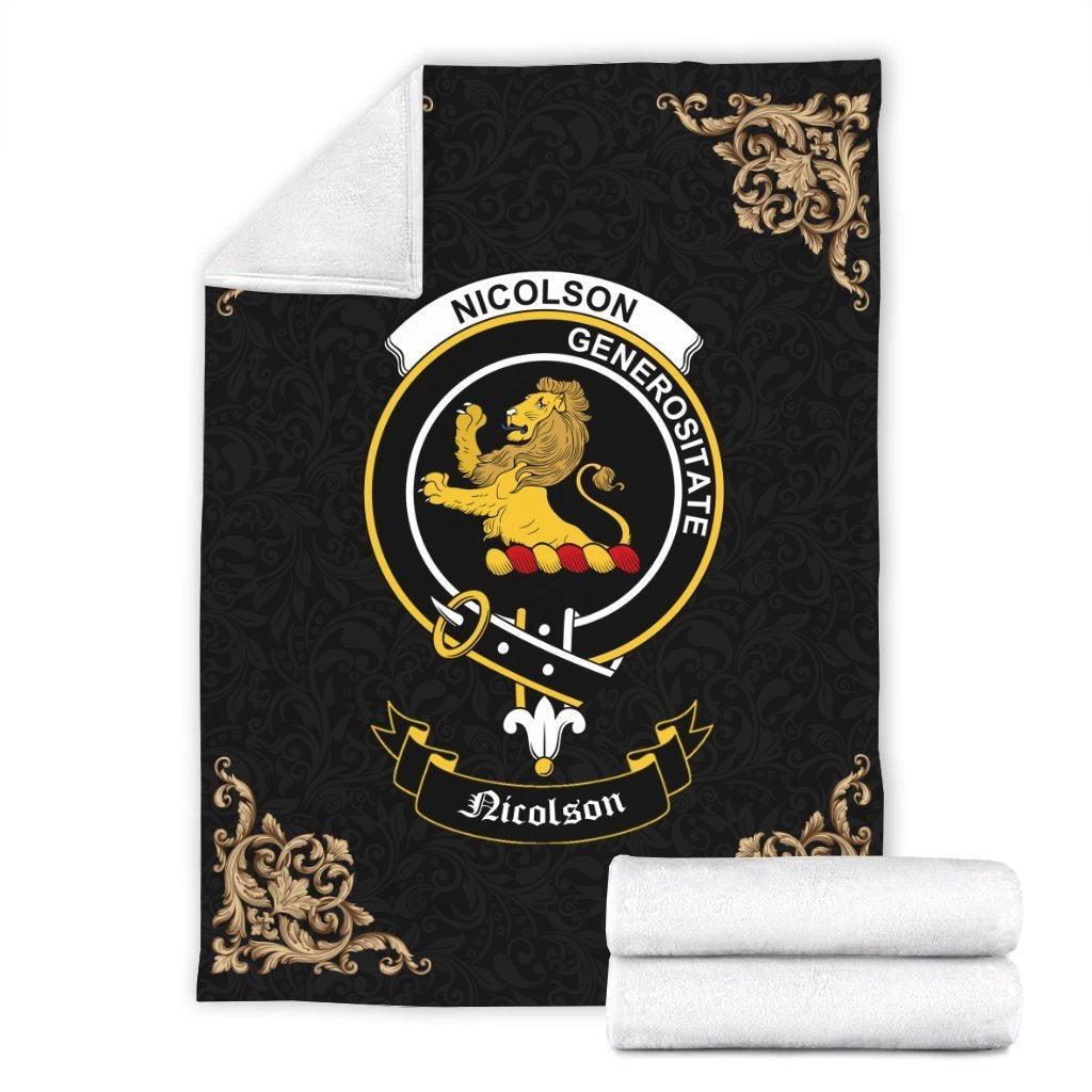 Nicolson Crest Tartan Premium Blanket Black