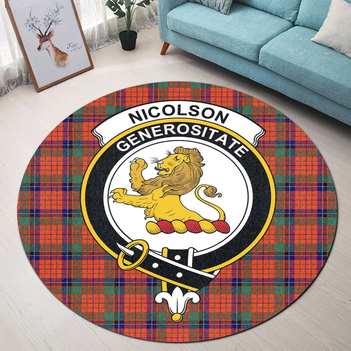 Nicolson Ancient Tartan Crest Round Rug