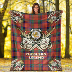 Nicolson Ancient Tartan Gold Courage Symbol Blanket