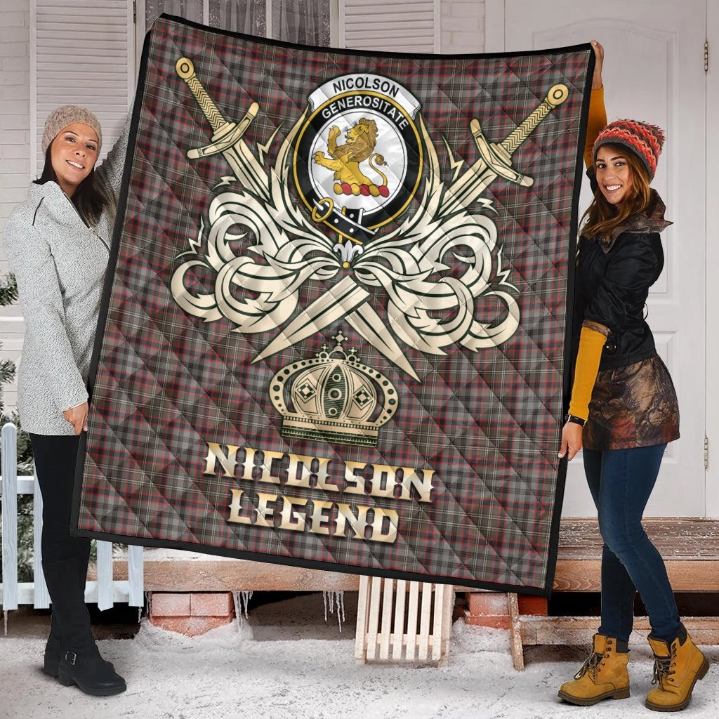 Nicolson Hunting Weathered Tartan Crest Legend Gold Royal Premium Quilt