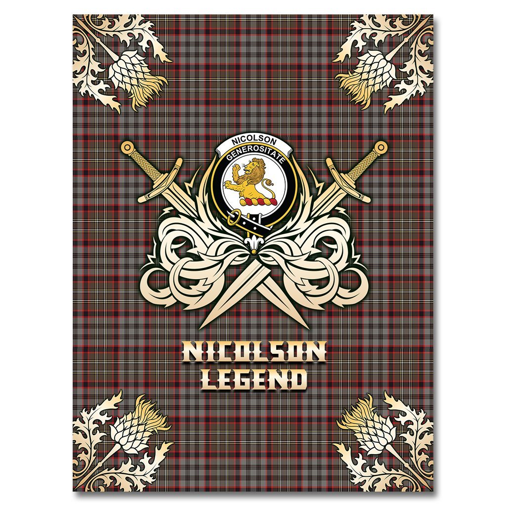 Nicolson Hunting Weathered Tartan Gold Courage Symbol Blanket