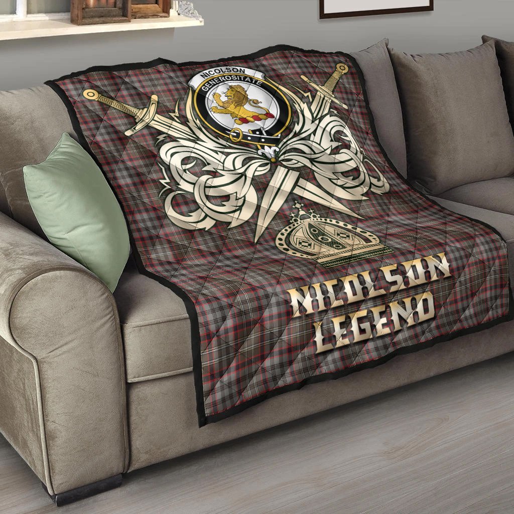 Nicolson Hunting Weathered Tartan Crest Legend Gold Royal Premium Quilt