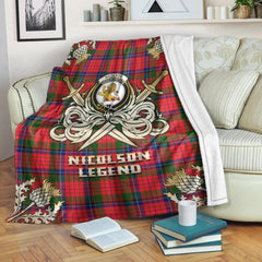 Nicolson Modern Tartan Gold Courage Symbol Blanket