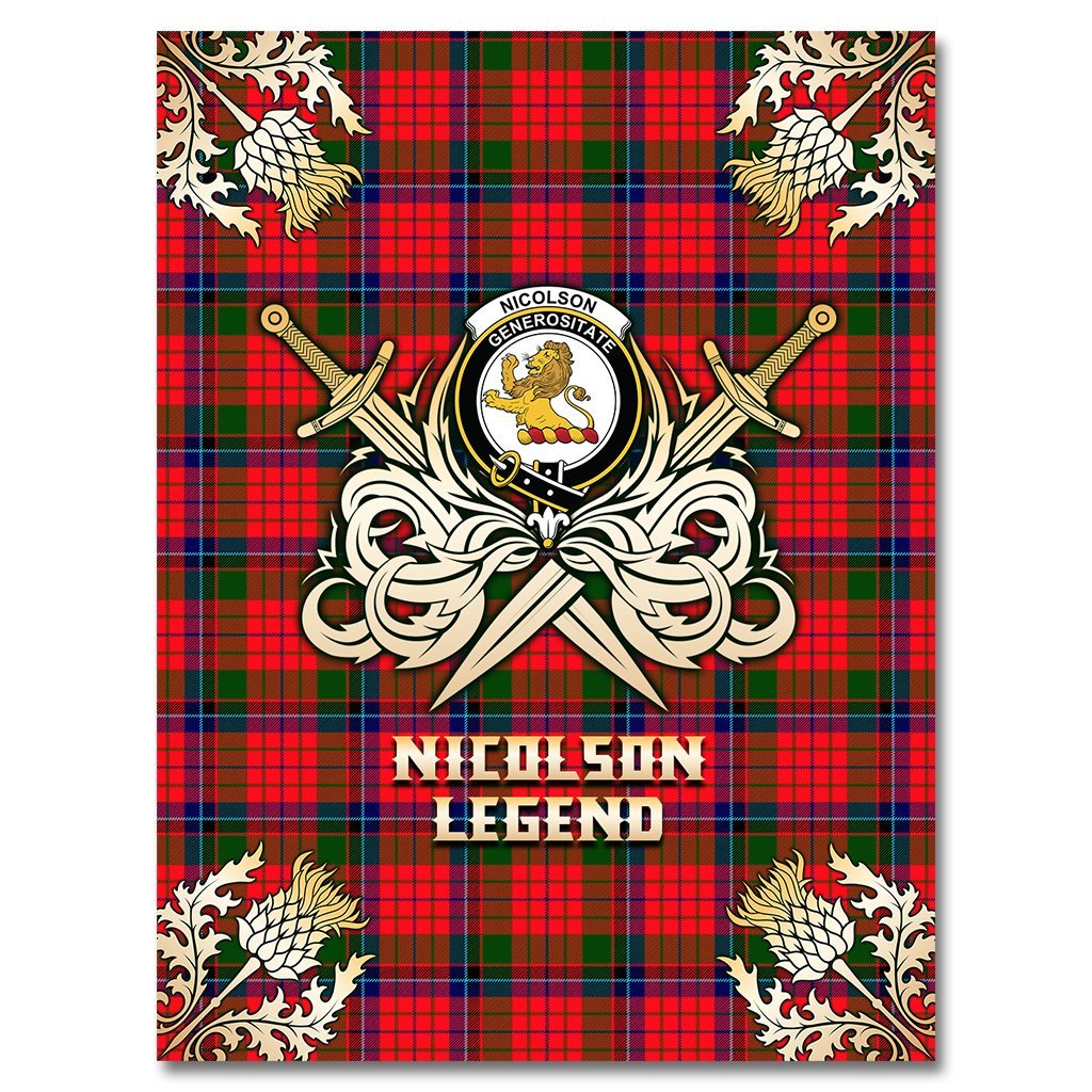 Nicolson Modern Tartan Gold Courage Symbol Blanket