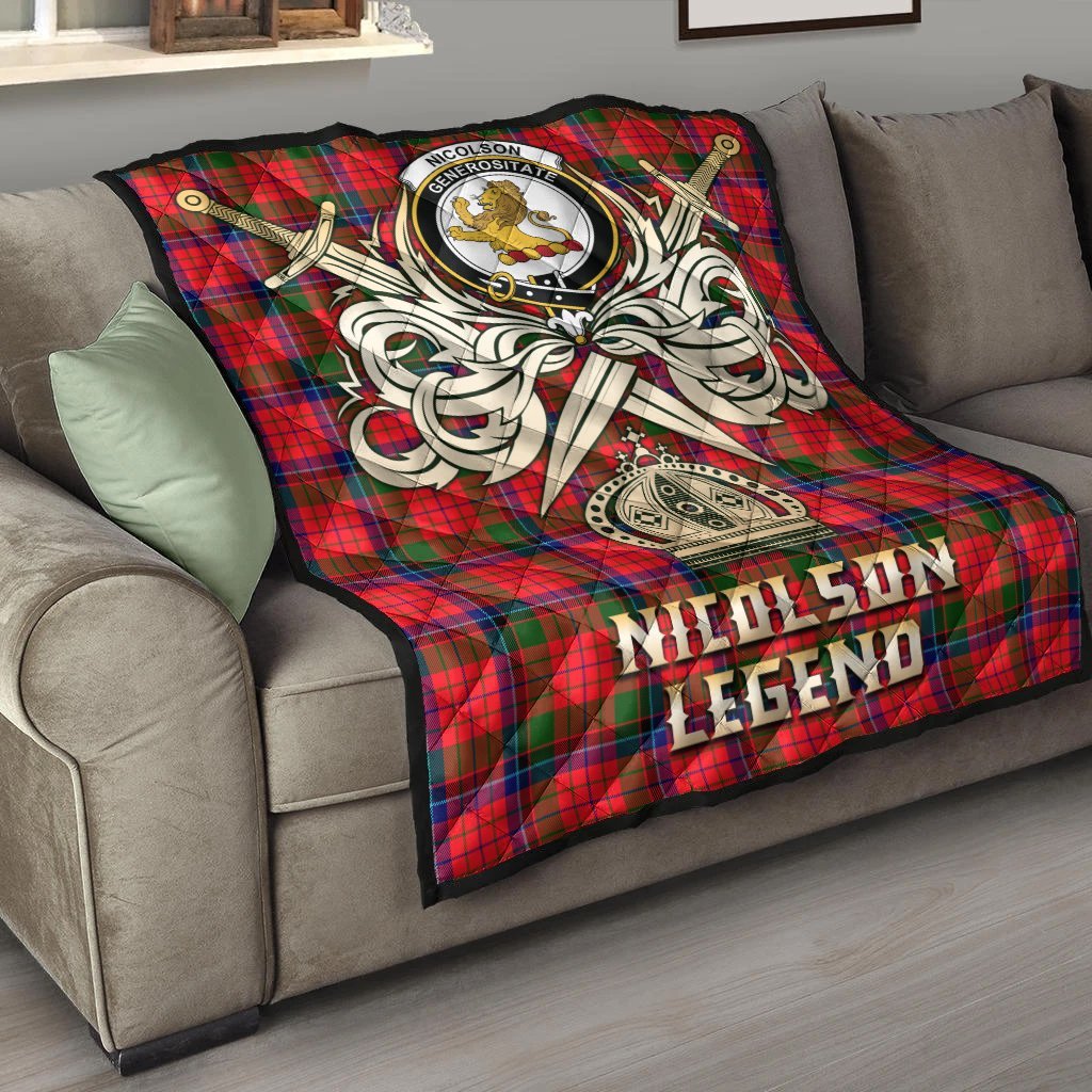 Nicolson Modern Tartan Crest Legend Gold Royal Premium Quilt