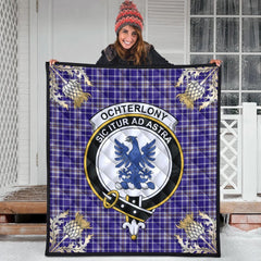 Ochterlony Tartan Crest Premium Quilt - Gold Thistle Style