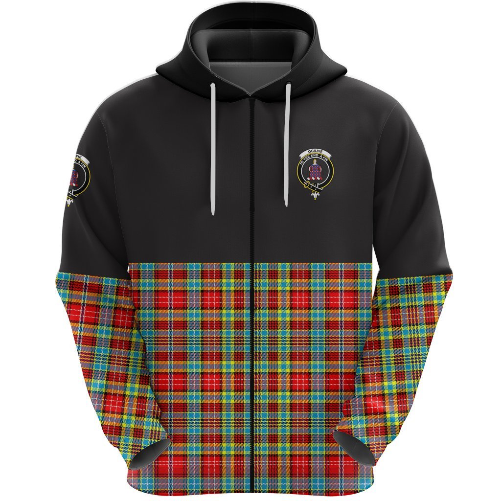 Ogilvie Clan Half Of Tartan Zipper Hoodie