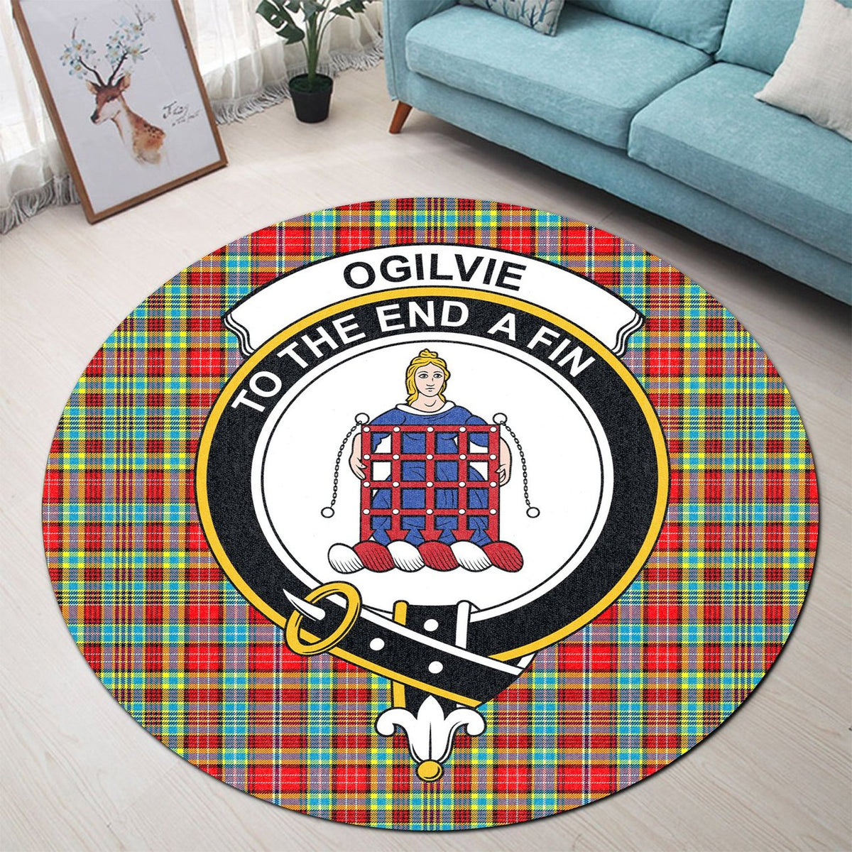 Ogilvie Tartan Crest Round Rug