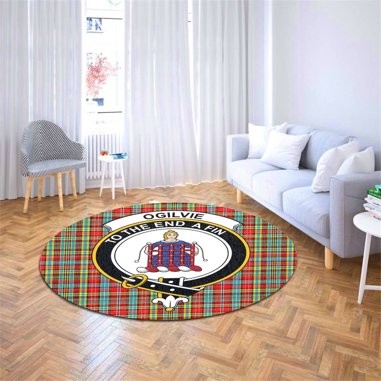 Ogilvie Tartan Crest Round Rug