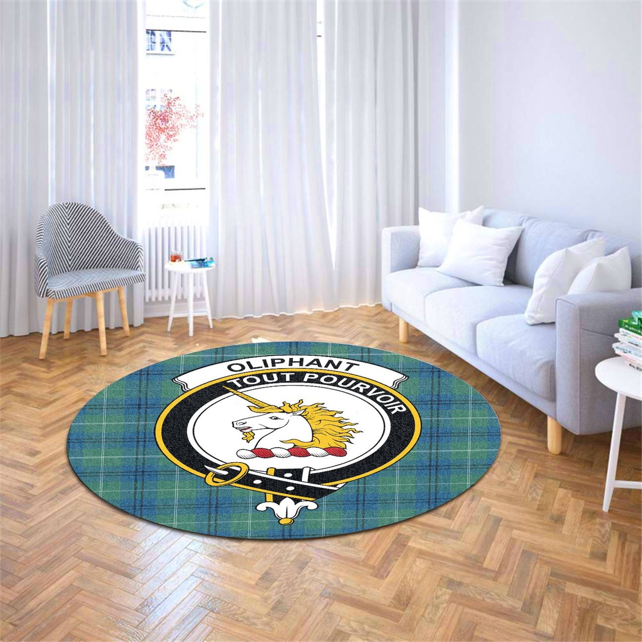 Oliphant Ancient Tartan Crest Round Rug