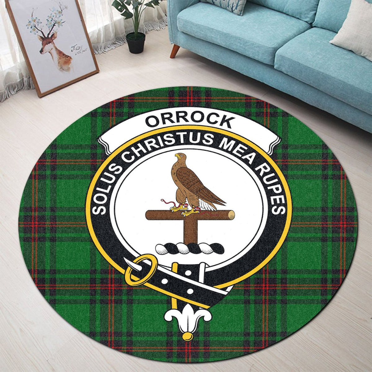 Orrock Tartan Crest Round Rug