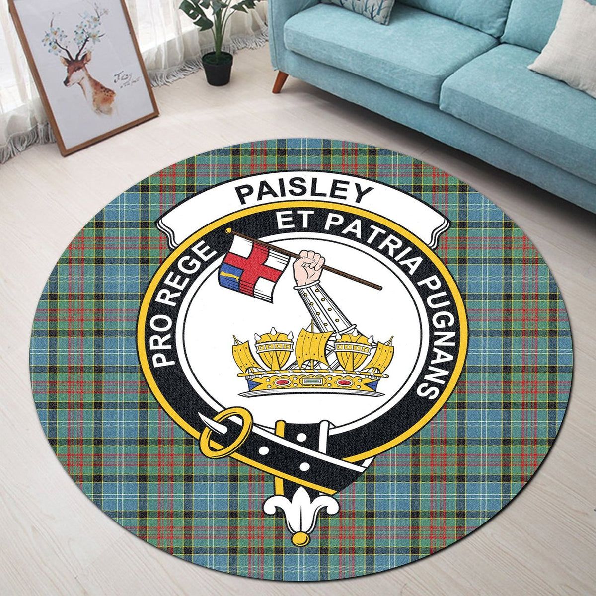 Paisley Tartan Crest Round Rug