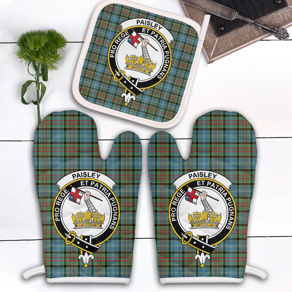 Paisley Tartan Crest Oven Mitt And Pot Holder (2 Oven Mitts + 1 Pot Holder)