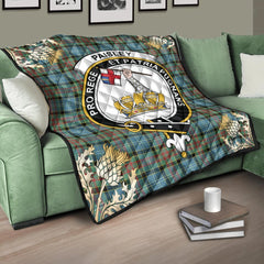 Paisley Tartan Crest Premium Quilt - Gold Thistle Style