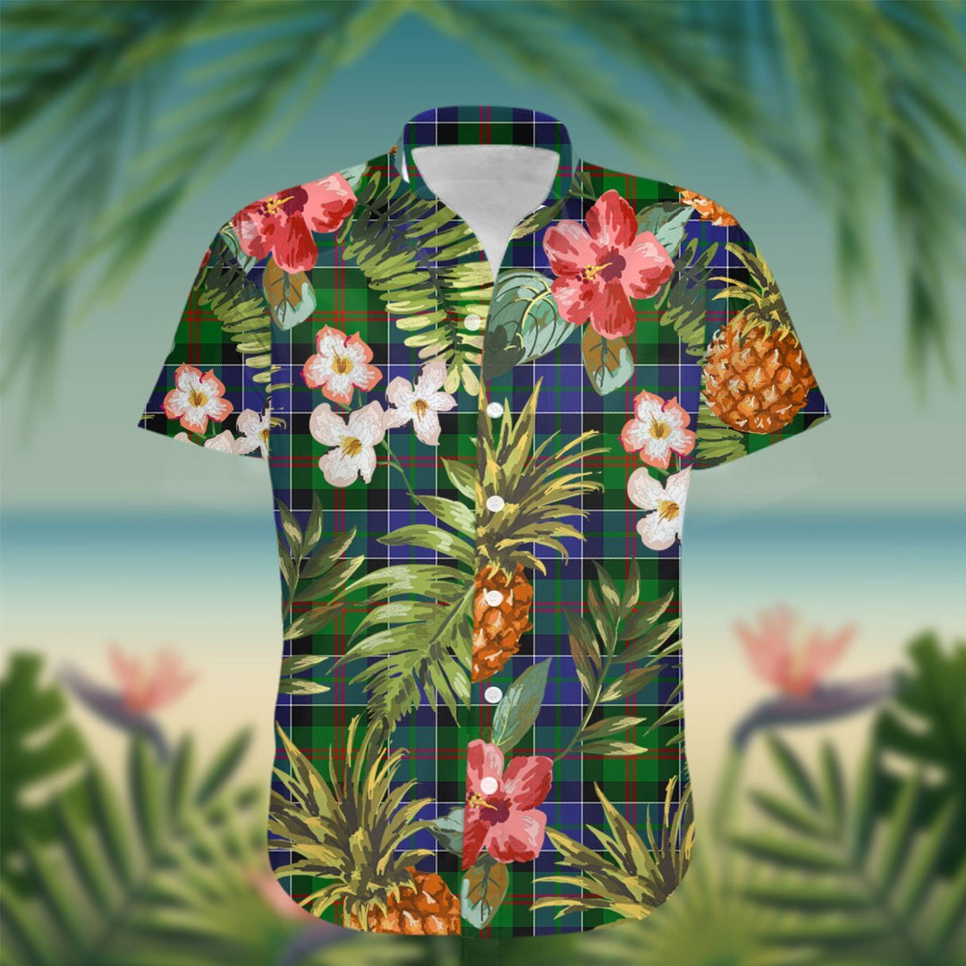 Paterson Tartan Hawaiian Shirt Hibiscus, Coconut, Parrot, Pineapple - Tropical Garden Shirt