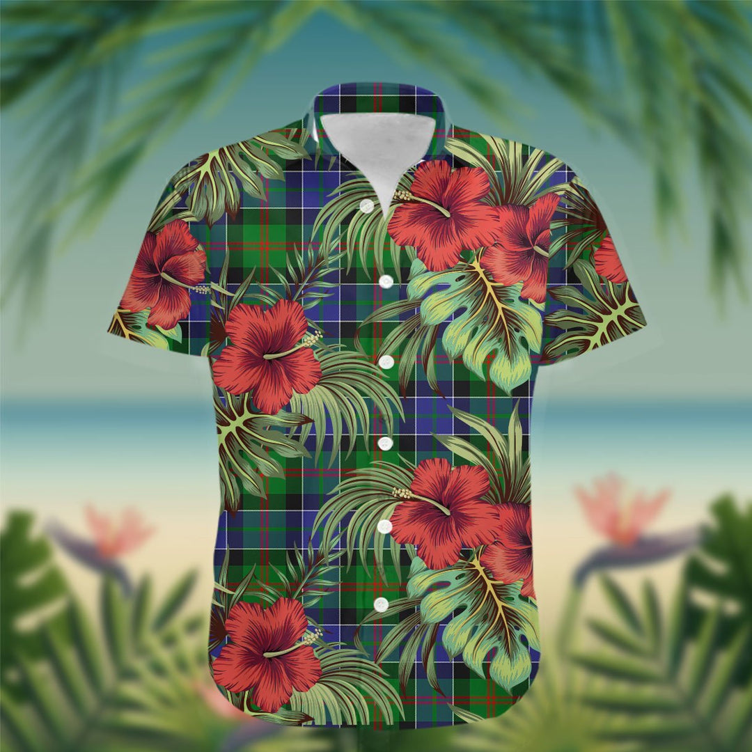 Paterson Tartan Hawaiian Shirt Hibiscus, Coconut, Parrot, Pineapple - Tropical Garden Shirt