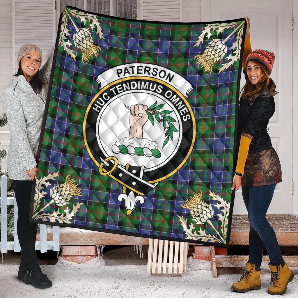 Paterson Tartan Crest Premium Quilt - Gold Thistle Style