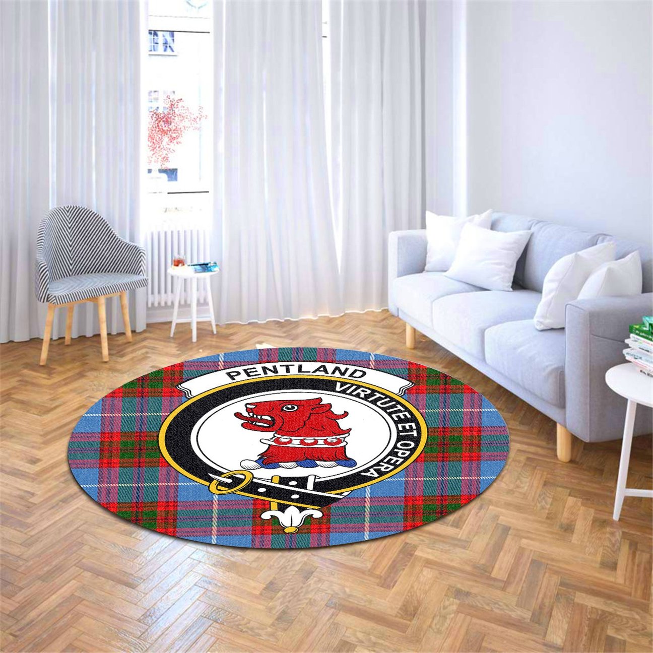 Pentland Tartan Crest Round Rug