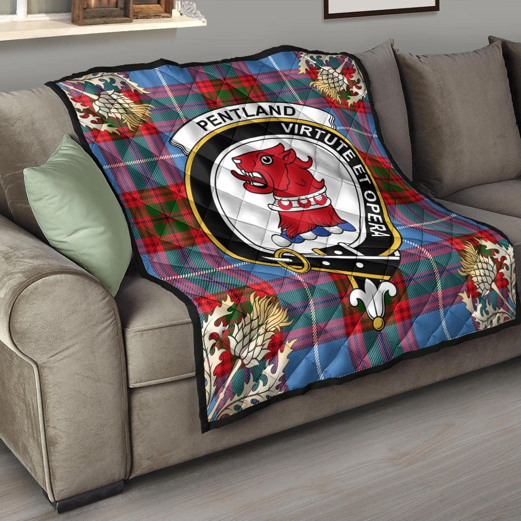 Pentland Tartan Crest Premium Quilt - Gold Thistle Style