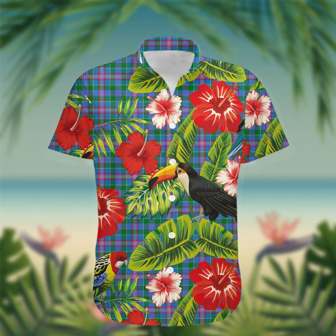 Pitcairn Tartan Hawaiian Shirt Hibiscus, Coconut, Parrot, Pineapple - Tropical Garden Shirt