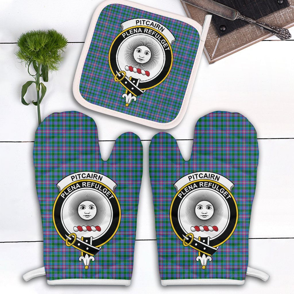 Pitcairn Hunting Tartan Crest Oven Mitt And Pot Holder (2 Oven Mitts + 1 Pot Holder)