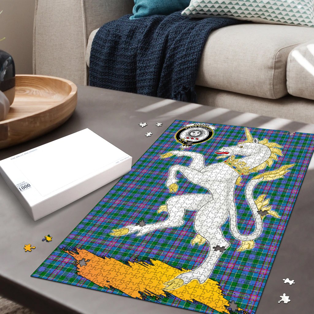 Pitcairn Hunting Tartan Crest Unicorn Scotland Jigsaw Puzzles