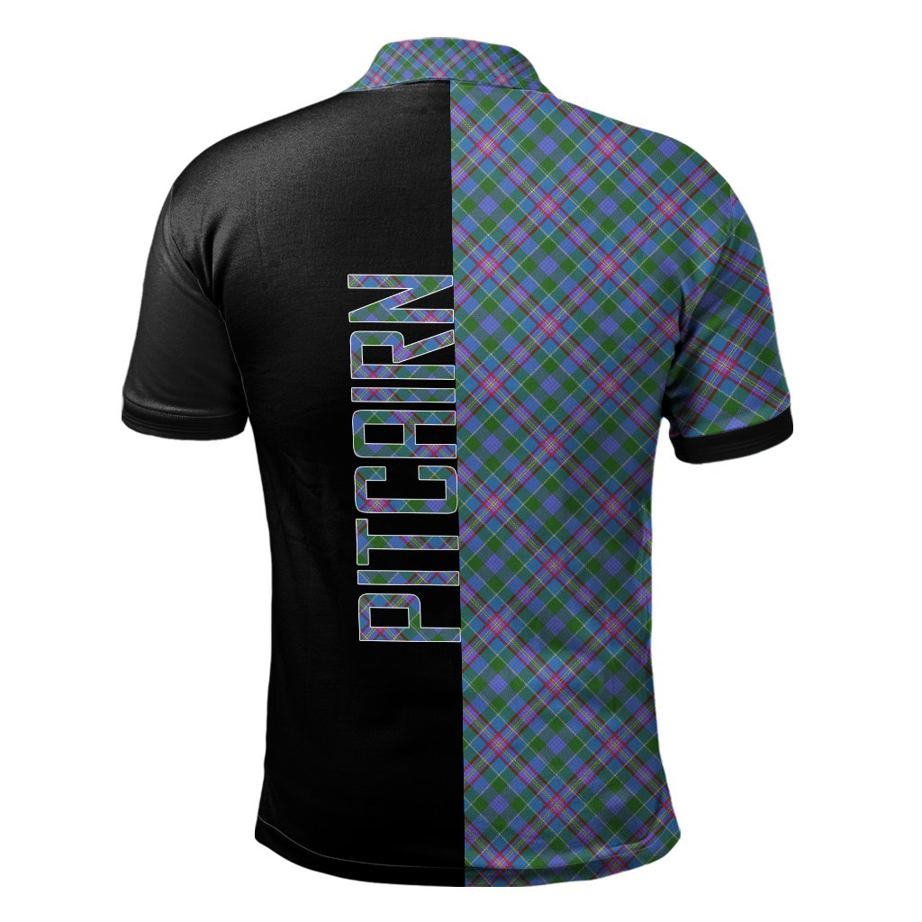 Pitcairn Hunting Tartan Polo Shirt Half of Me - Cross Style