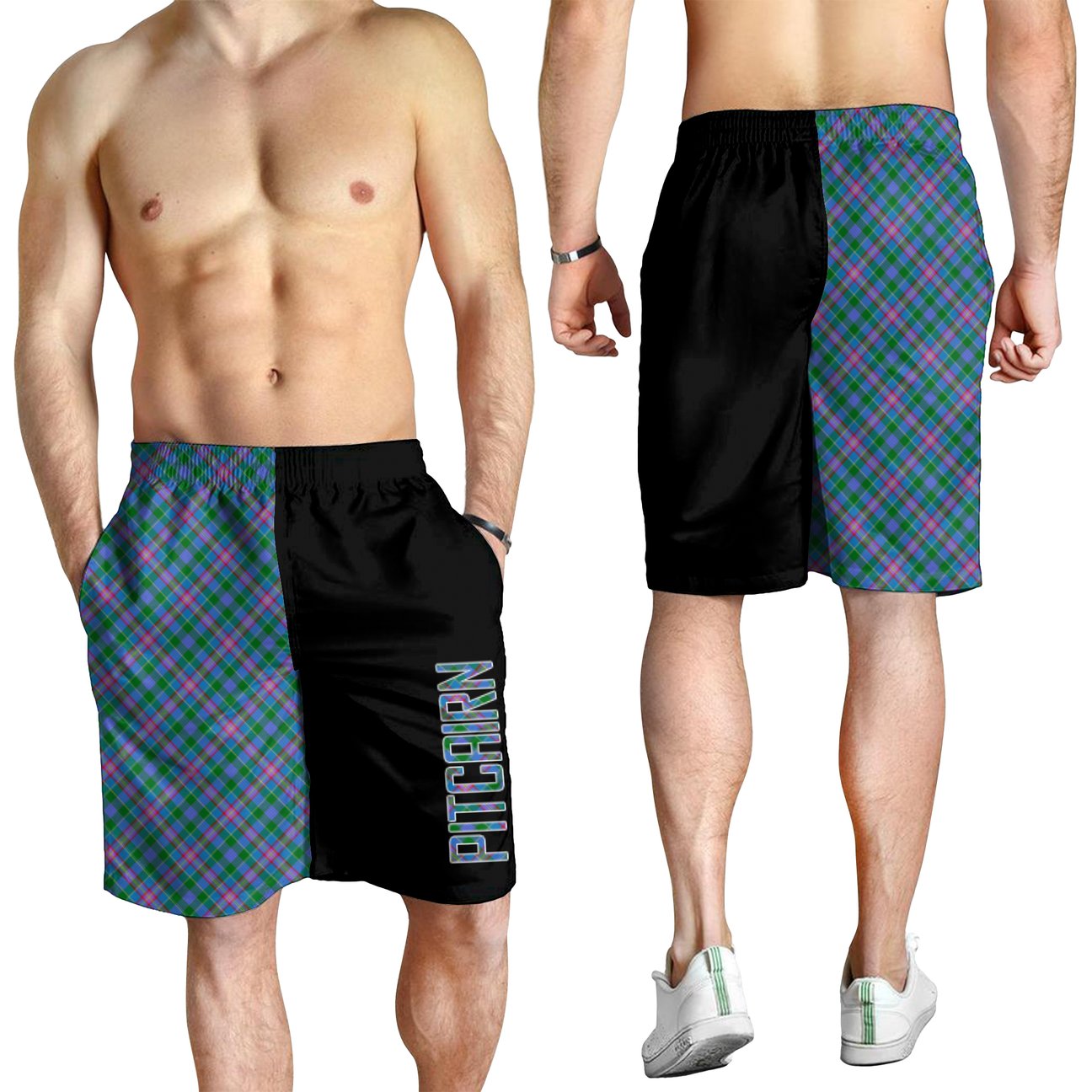 Pitcairn Hunting Tartan Crest Men's Short - Cross Style