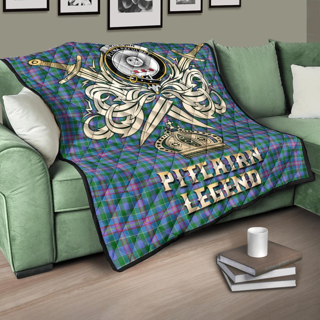 Pitcairn Hunting Tartan Crest Legend Gold Royal Premium Quilt