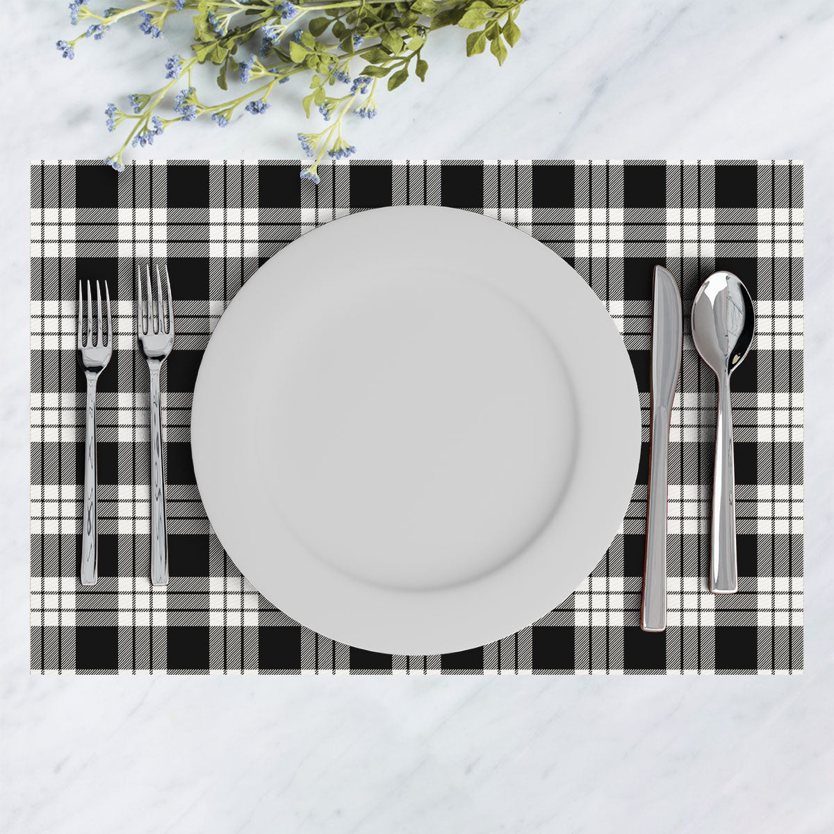 MacFarlane Black _ White Tartan Placemat