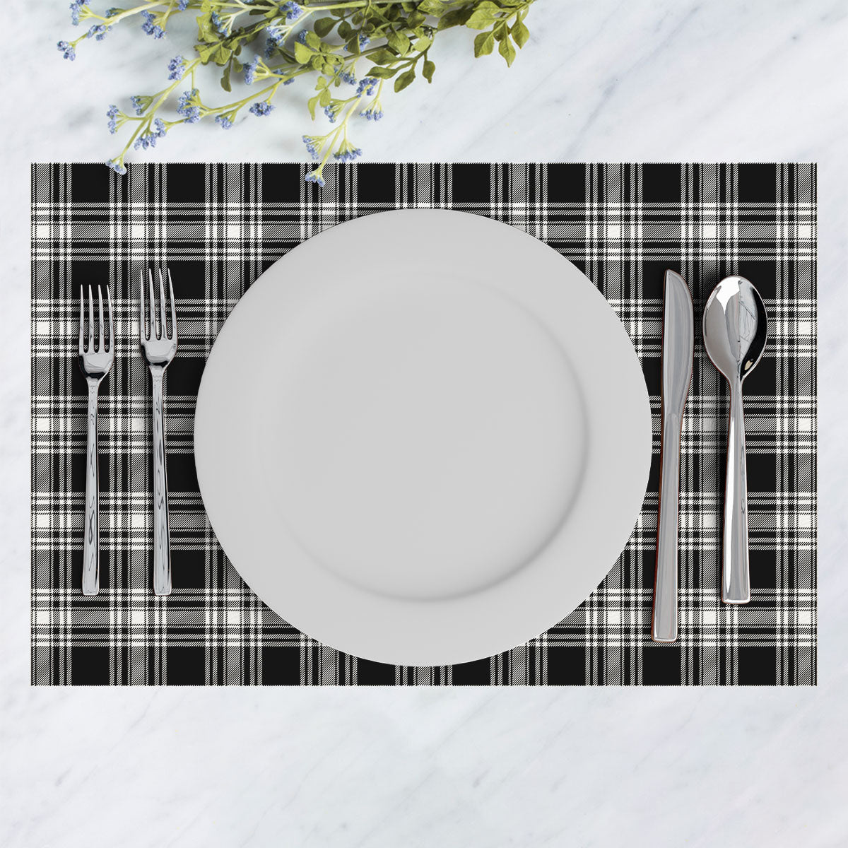 Menzies Black _ White Modern Tartan Placemat