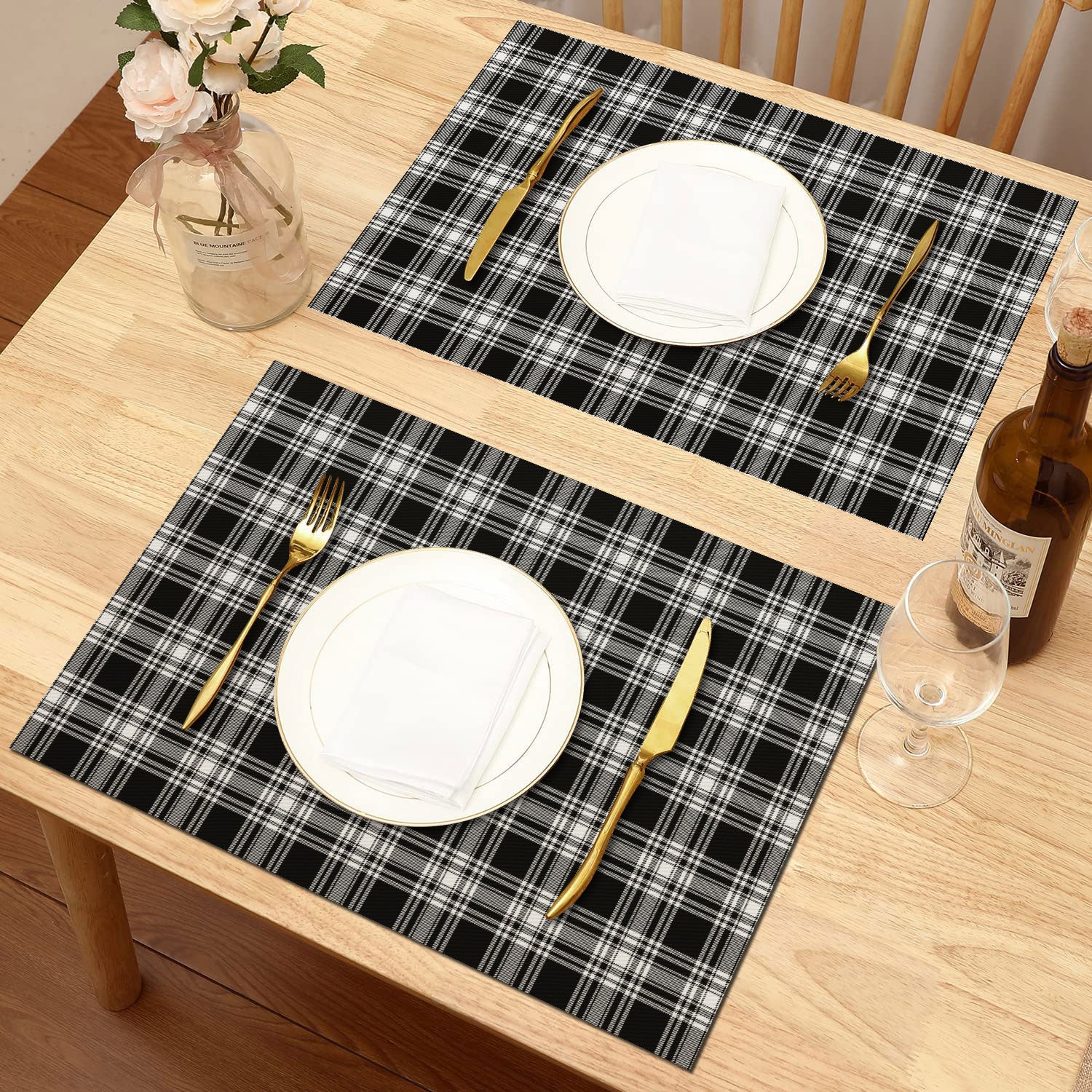 Menzies Black _ White Modern Tartan Placemat