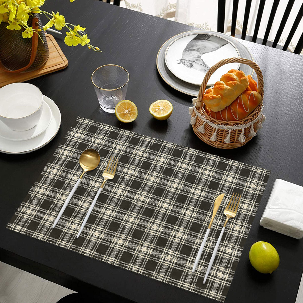 Menzies Black _ White Ancient Tartan Placemat