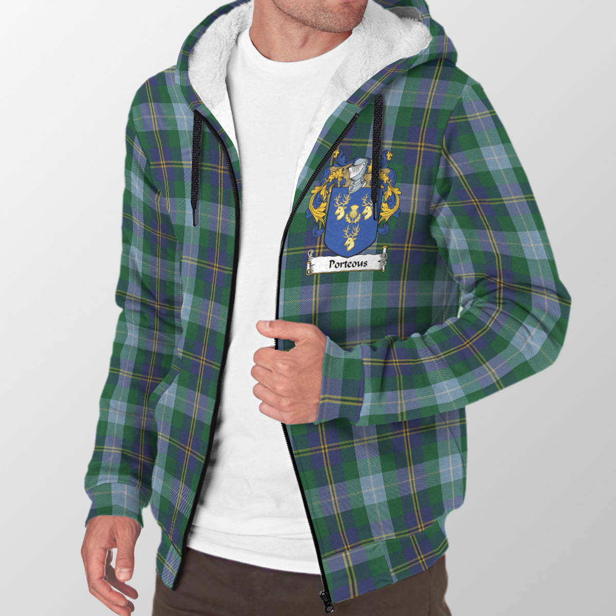 Porteous Tartan Crest Sherpa Hoodie