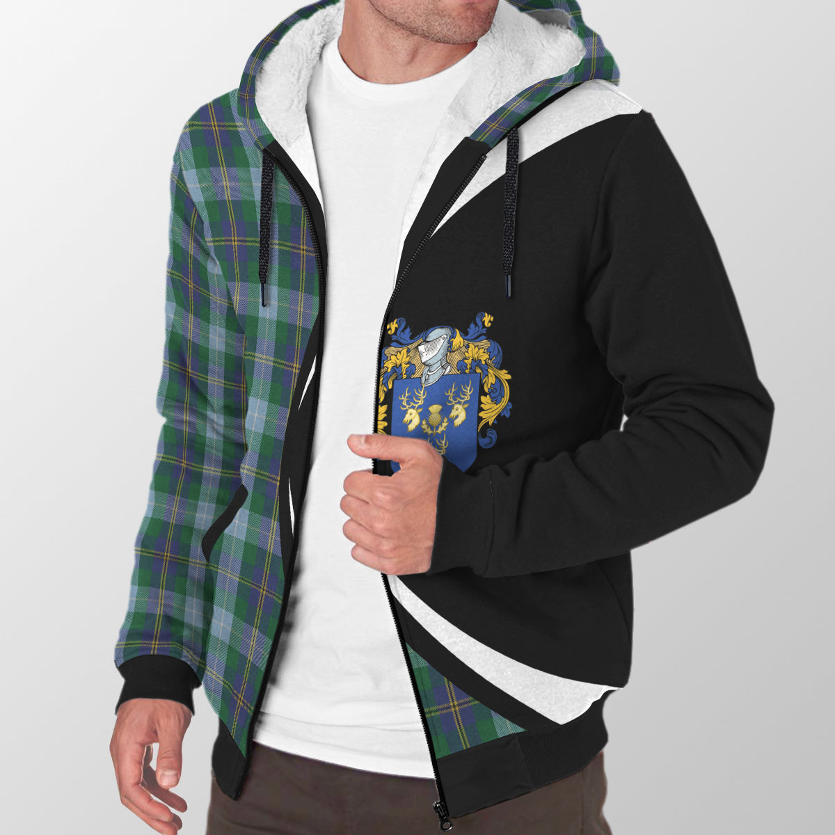 Porteous Tartan Crest Sherpa Hoodie - Circle Style