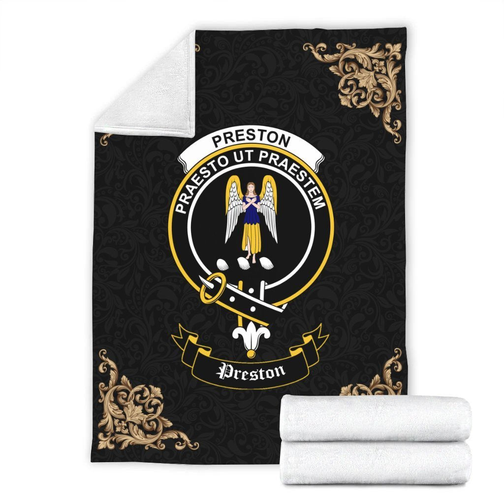 Preston Crest Tartan Premium Blanket Black