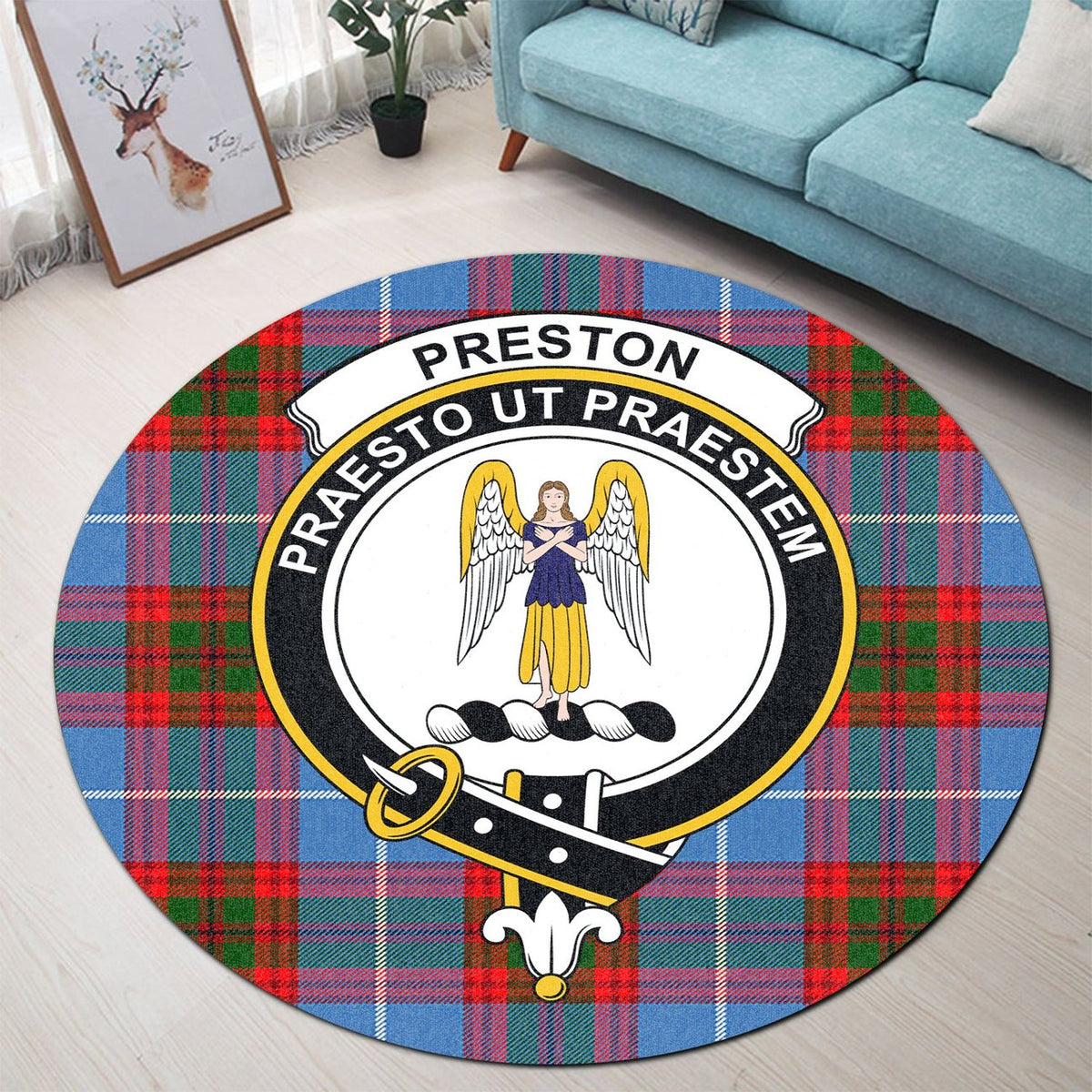 Preston Tartan Crest Round Rug