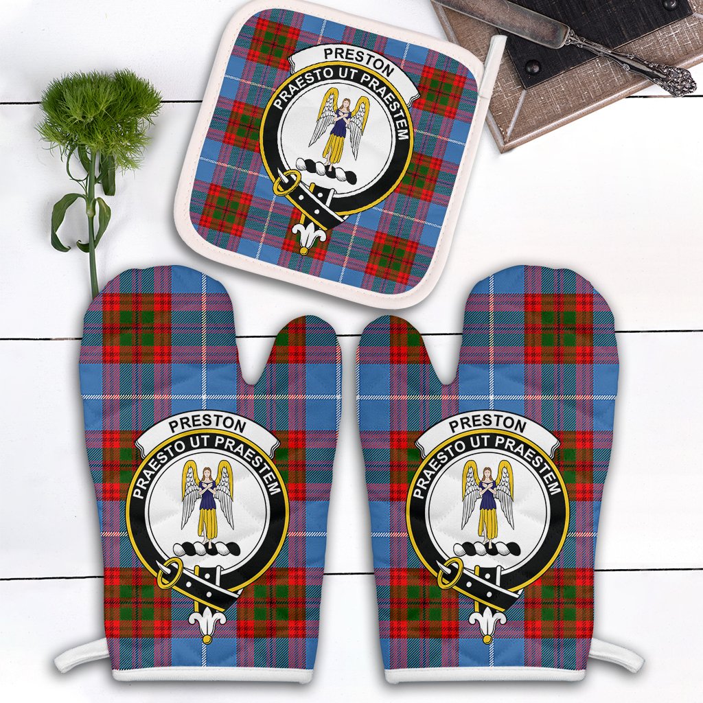 Preston Tartan Crest Oven Mitt And Pot Holder (2 Oven Mitts + 1 Pot Holder)