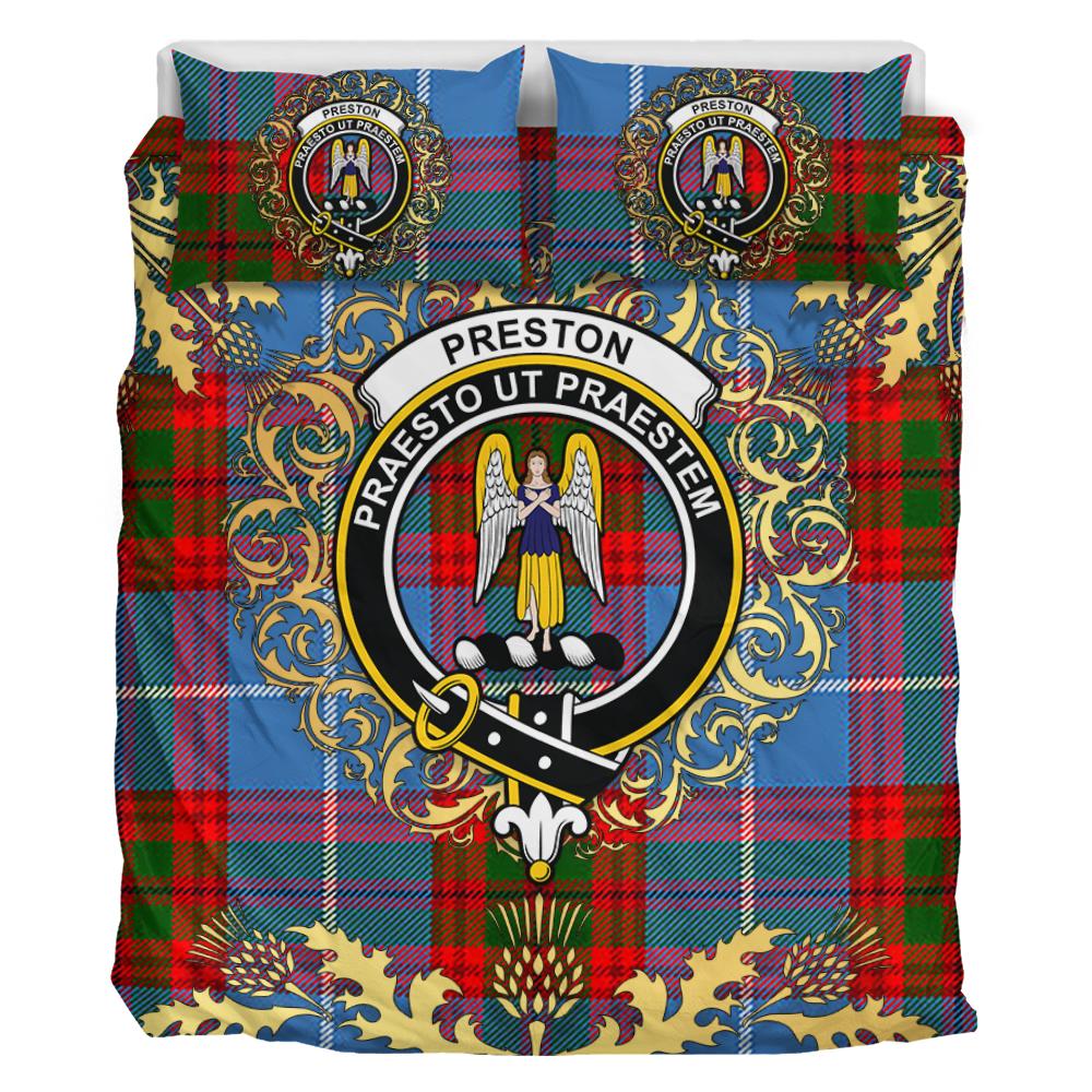 Preston Tartan Crest Bedding Set - Golden Thistle Style