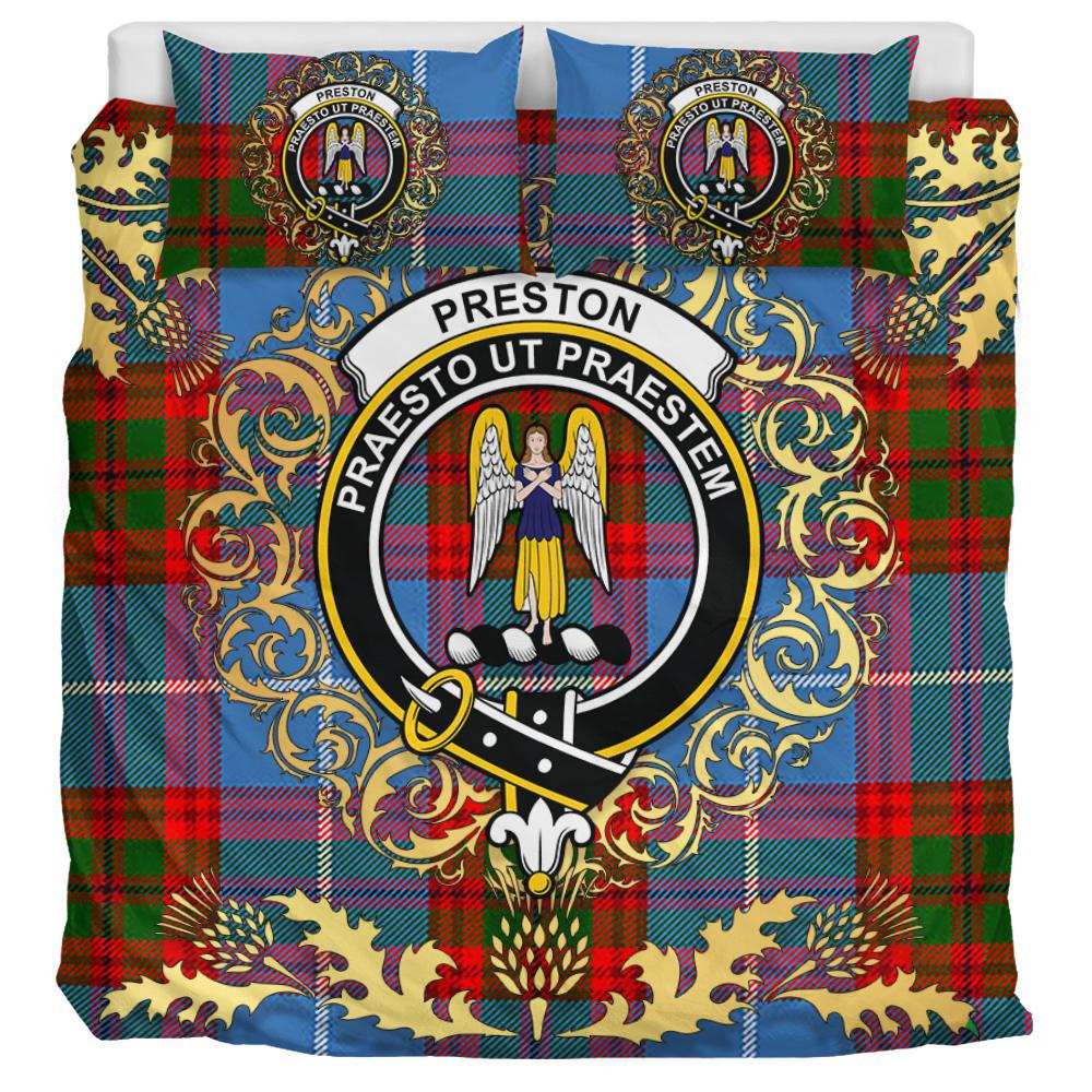 Preston Tartan Crest Bedding Set - Golden Thistle Style