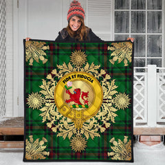 Primrose Tartan Crest Premium Quilt - Gold Thistle Style